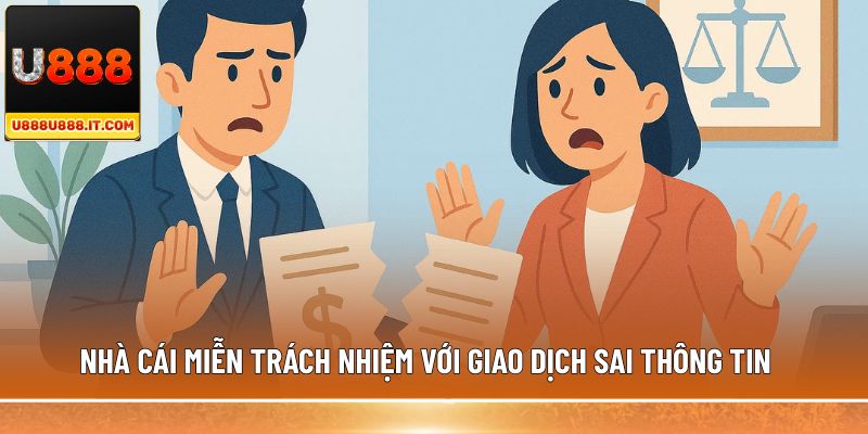 Nhà cái miễn trách nhiệm với giao dịch sai thông tin